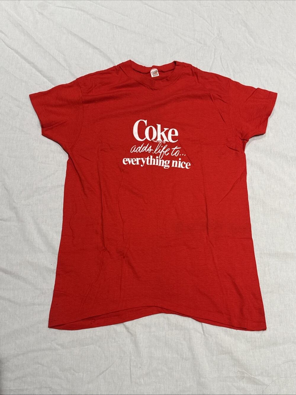 Vintage Coca Cola Shirt Enjoy Coke 1970s Promo Coke Shirt Red Hanes XL
